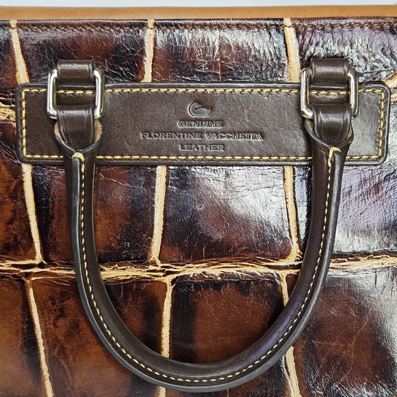Dooney & Bourke 11.5x9x5" Bag Barlow Croc Embossed Florentine Vacchetta Leather - Picture 8 of 14